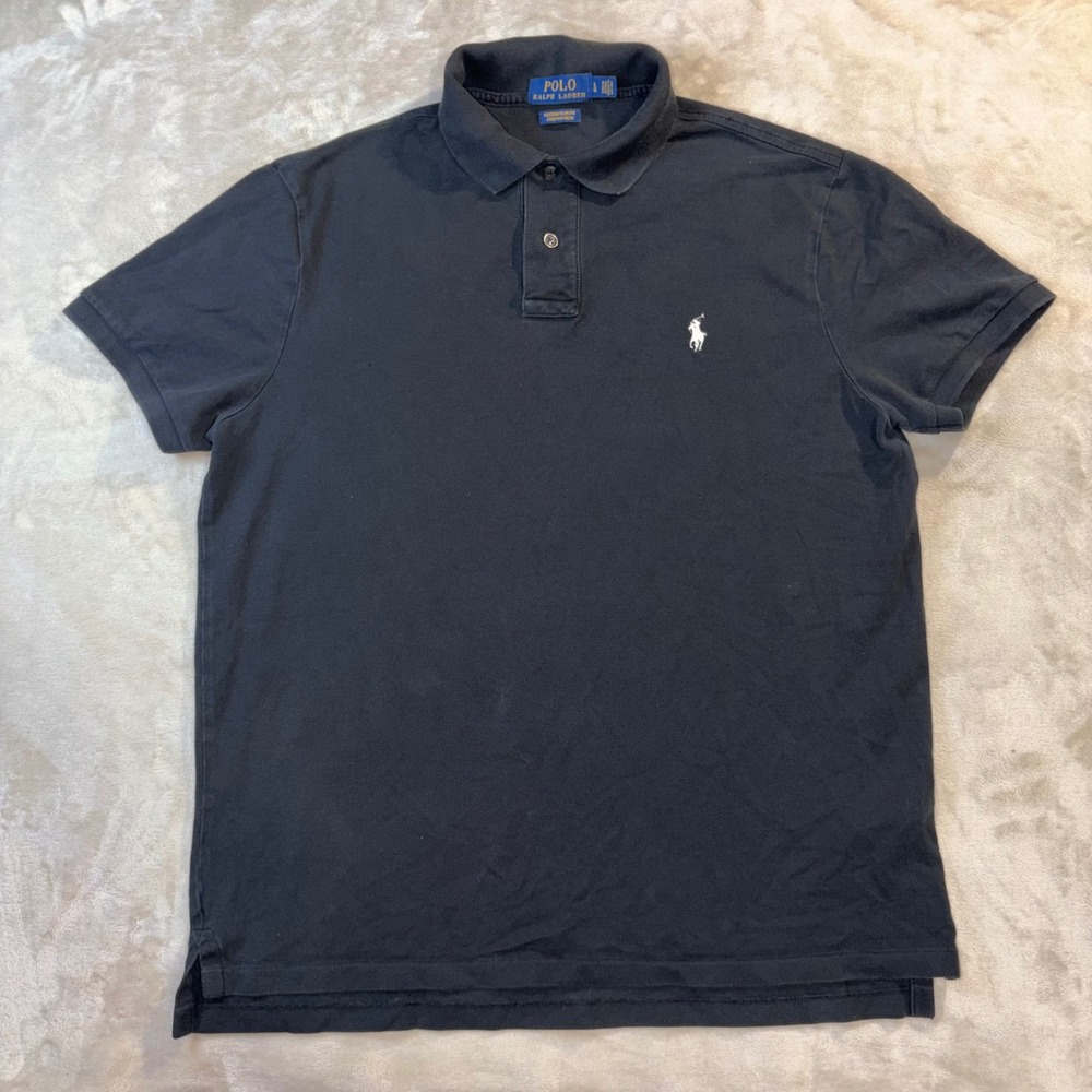 Polo Ralph Lauren Mens Custom Slim Fit Stretch Mesh Polo Shirt Black Large